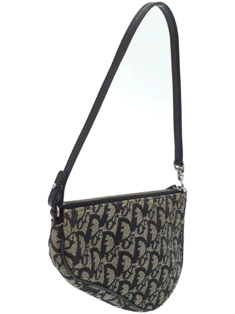 Dior Trotter Christian Pouch Handbag Clutch Saddle Black